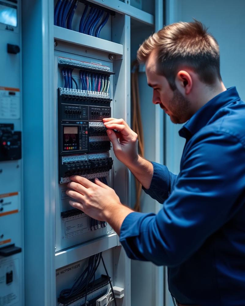 Certified electrician at work